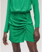Robe courte imprimée zigzag verte