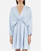 Robe courte jacquard en soie avec drapé Lavande