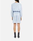 Robe courte jacquard en soie avec drapé Lavande