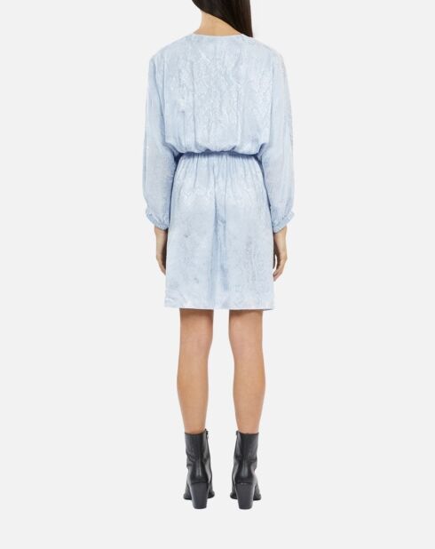 Robe courte jacquard en soie avec drapé Lavande