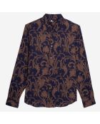 Chemise fleurie marine/marron