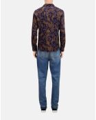 Chemise fleurie marine/marron