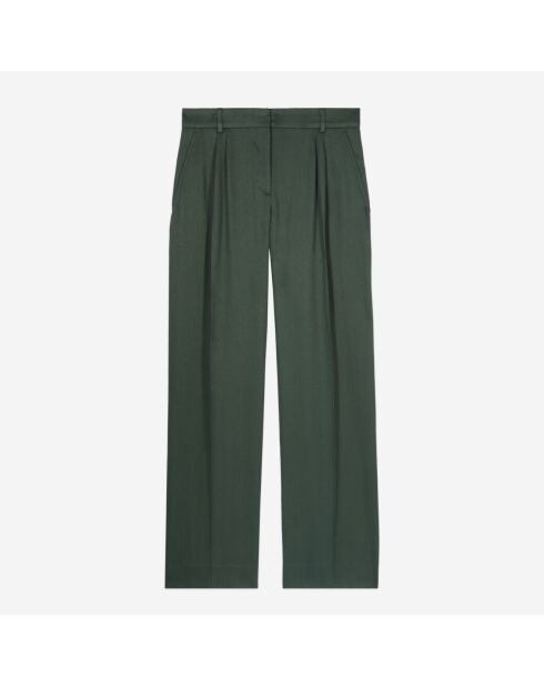Pantalon tailleur en soie Kaki