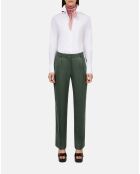 Pantalon tailleur en soie Kaki