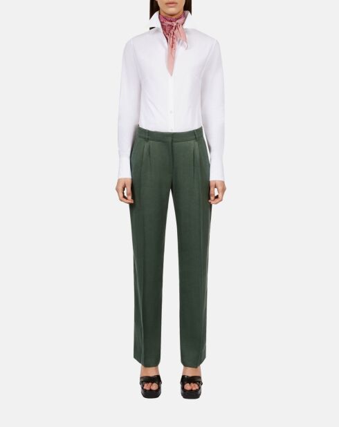 Pantalon tailleur en soie Kaki