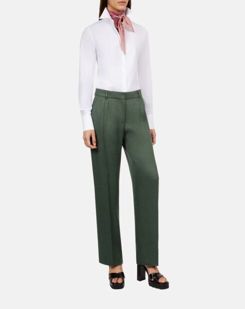 Pantalon tailleur en soie Kaki