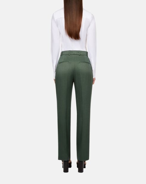 Pantalon tailleur en soie Kaki