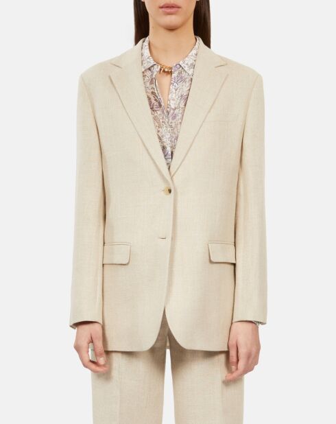 Veste tailleur en lin beige