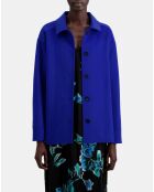 Blouson en Laine mélangée type surchemise bleu