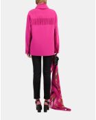 Veste en Laine mélangée type surchemise avec franges rose