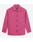 Veste en Laine mélangée type surchemise avec franges rose