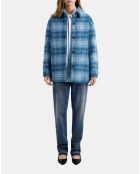 Surchemise style blouson en Laine mélangée à carreaux bleue