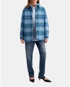 Surchemise style blouson en Laine mélangée à carreaux bleue