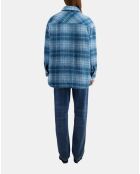 Surchemise style blouson en Laine mélangée à carreaux bleue