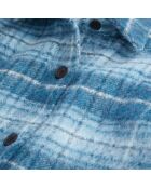 Surchemise style blouson en Laine mélangée à carreaux bleue