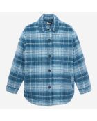 Surchemise style blouson en Laine mélangée à carreaux bleue