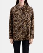 Blouson type surchemise en Laine mélangée léopard