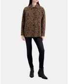 Blouson type surchemise en Laine mélangée léopard