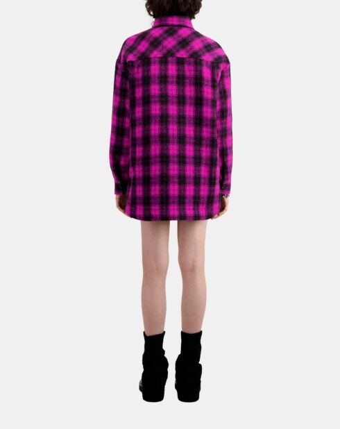 Surchemise style blouson à carreaux roses