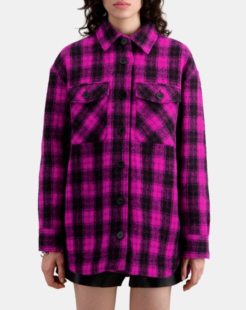 Surchemise style blouson à carreaux roses