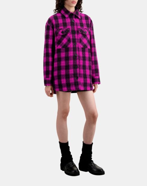 Surchemise style blouson à carreaux roses