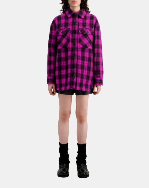 Surchemise style blouson à carreaux roses