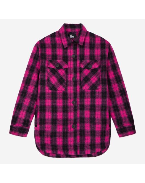 Surchemise style blouson à carreaux roses