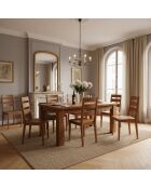 Table rectangulaire en bois sculpté bicolore 200/280 Acacia Maya Naturel - 200x100x78 cm