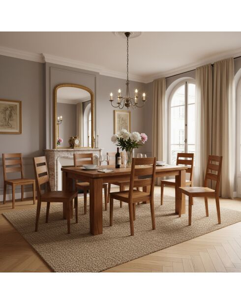 Table rectangulaire en bois sculpté bicolore 200/280 Acacia Maya Naturel - 200x100x78 cm