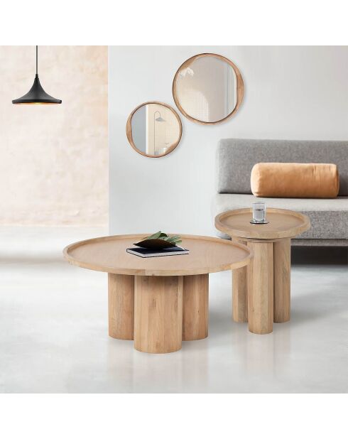 Table basse ronde Mango Barloo Beige - 89x89x43 cm