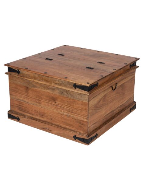 Table basse coffre carrée en acacia massif Naturel - 85x85x50 cm