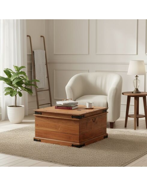 Table basse coffre carrée en acacia massif Naturel - 85x85x50 cm