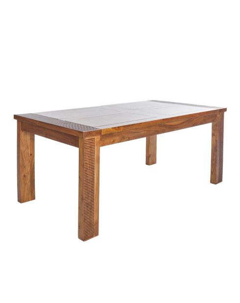 Table de repas rectangulaire bois strié 155 Acacia Verone Marron - 155x90x76 cm