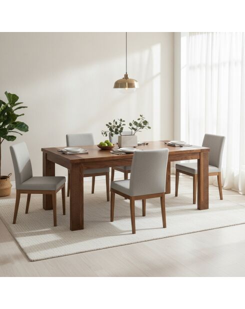 Table de repas rectangulaire bois strié 155 Acacia Verone Marron - 155x90x76 cm