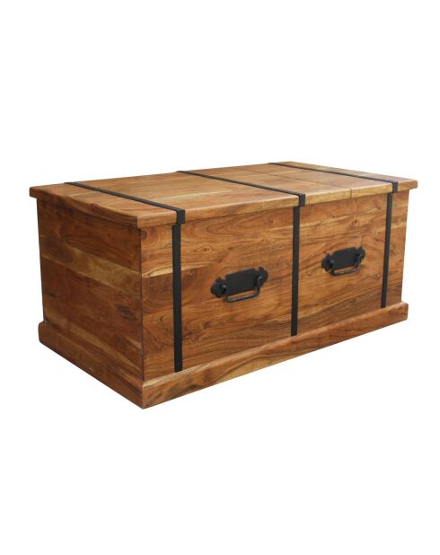 Table basse coffre rectangulaire en acacia massif Marron - 100x55x45 cm