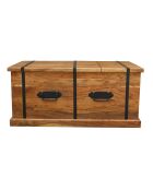 Table basse coffre rectangulaire en acacia massif Marron - 100x55x45 cm