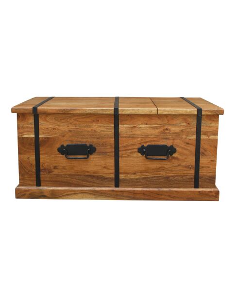 Table basse coffre rectangulaire en acacia massif Marron - 100x55x45 cm