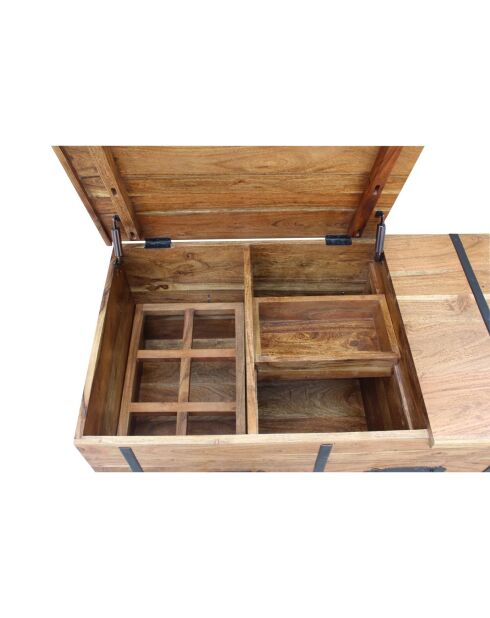 Table basse coffre rectangulaire en acacia massif Marron - 100x55x45 cm