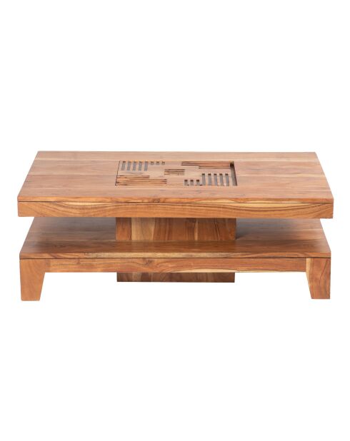 Petite table basse rectangulaire Acacia Kavish II Marron - 100x55x35 cm