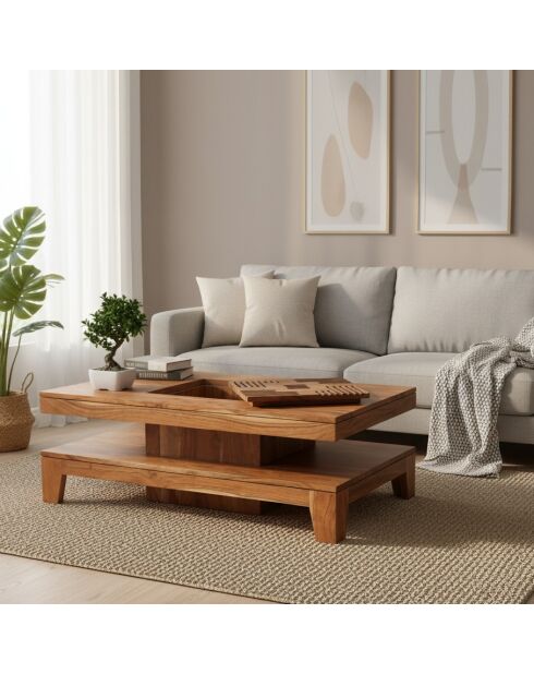 Petite table basse rectangulaire Acacia Kavish II Marron - 100x55x35 cm