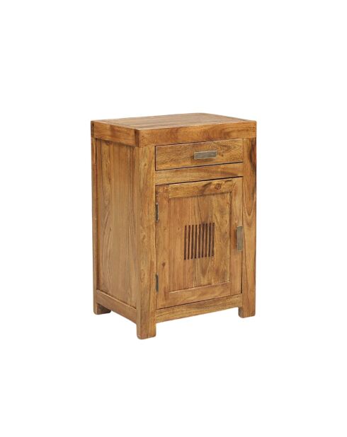 Chevet strié bois - Charnière gauche Marron - 40x30x60 cm