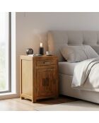 Chevet strié bois - Charnière gauche Marron - 40x30x60 cm