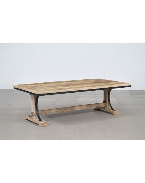 Table basse rectangulaire Manguier Pondicherry Beige - 130x65x40 cm