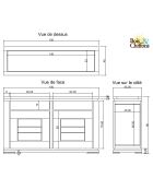 Petit buffet bois sculpté bicolore 2P 2T Acacia Maya Naturel - 140x45x80 cm