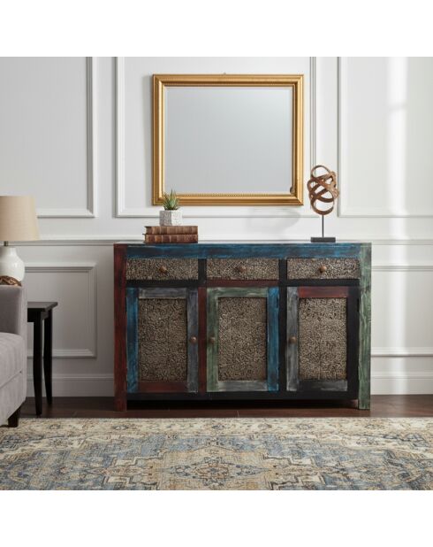 Buffet intagliato multicolore con albero di mango Pushkar