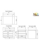 Chevet bois bicolore - débord droite Naturel - 54x38x42 cm