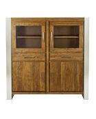 Meuble haut structure inox Acacia Stainless III Marron - 140x45x160 cm