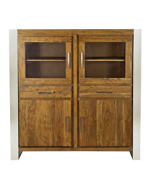 Meuble haut structure inox Acacia Stainless III Marron - 140x45x160 cm