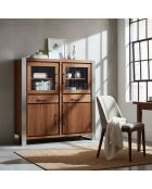 Meuble haut structure inox Acacia Stainless III Marron - 140x45x160 cm