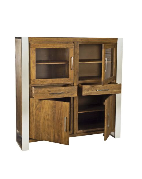 Meuble haut structure inox Acacia Stainless III Marron - 140x45x160 cm